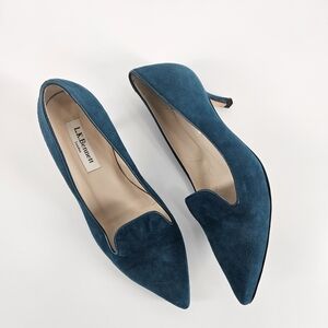 LK Bennett Teal Suede Marie Point-Toe Pump In Peacock